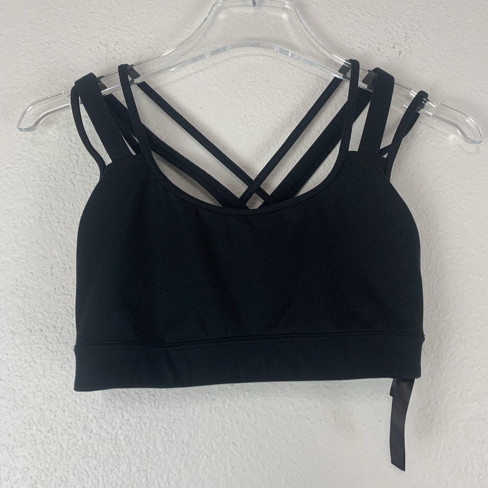 Victoria's Secret Sports Bra Womens Small Black Strappy Wireless‎ Gym Workout S